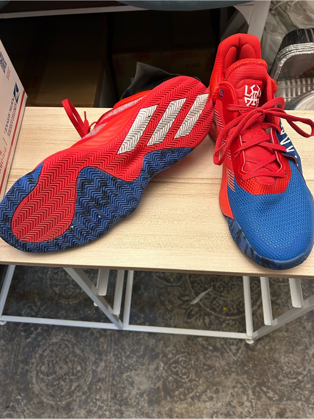 Marvel Men's Red and Blue Athletic Basketball Shoes - Picture 4 of 5